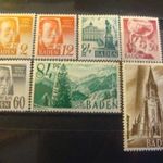 Francia-zóna Baden 7 féle postatiszta** MI14-27 között kat.ár 31, 50 euro fotó