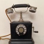 Antik telefon asztali fekete fém kurblis tárcsás készülék 1930 as évek 355 7951 fotó