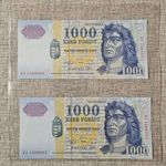 1000 forint sorszámkövető pár 1998 DJ "UNC" tartásban fotó