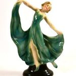 ART DECO PORCELÁN FIGURA : LÁNY ZÖLD ESTÉLYIBEN fotó