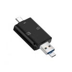 3in1 OTG USB-C/USB/MicroUSB Kártyaolvasó, támogatja a MicroSD/TF SD kártyákat, fekete fotó