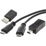 OTG kábel készlet, mikro USB kábel, 0, 15 m + mini B adapter + USB A adapter Conrad SuperSoft OTG ... fotó