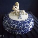 Antik Meisseni porcelán keksztartó dísztál rendkívüli hibátlan ajándék minőség átmérője 22 cm 2, 9 kg fotó