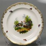 Antik pulykás festett porcelán tányér Meissen 19. sz fotó