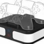 QWare Gaming Charging Dock, PlayStation 5®, DualSense, Dual Charging, Fekete-Fehér, Kontroller töltő fotó