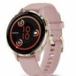 Garmin Venu 3S Soft Gold Stainless Steel Bezel with Dust Rose Case and Silicone Band fotó