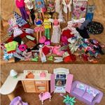 Nagy Barbie és Sindy csomag 90-es évekből: sok baba, bútor, ruha, kiegészítő, tárolódoboz fotó