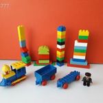 Eredeti LEGO DUPLO vonat ember kocka kiegészítők csomag ! 50db-os + nagy tárolódoboz fotó