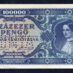 1945 100.000 Pengő -MINTA perforáció - UNC -XIIP25 fotó