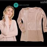 SIMPLY COUTURE 20% GYAPJÚ gyönyörű HALVÁNYRÓZSASZÍN hosszított PULÓVER velúr betétekkel ~XL/XXL fotó