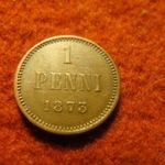 Finnország réz 1 penni 1873 EF állapot, ritka! fotó