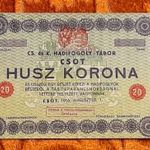 1916 -os ropogós Csót 20 Korona "Hadifogoly-tábor" sor és sorozatszám nélküli bankó !!!! (L2952) fotó