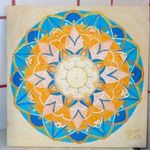 Hammon Zsuzsa: Egyéni mandala (arany-kék-narancs) 30 cm fotó