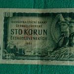 100 KORONA 1961 BANKJEGY CSEHSZLOVÁK PAPÍRPÉNZ EF fotó