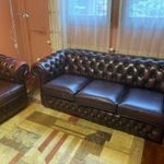 Chesterfield bőr kanapé + fotel fotó