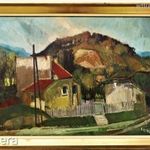 Kovács Sándor (1914 - ) Budaörsi Utcarészlet Képcsarnokos olajfestmény 76x56cm EREDETI GARANCIÁVAL fotó