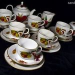 ROYAL WORCESTER GYÜMÖLCS MINTÁS PORCELÁN TEÁS - SÜTIS KÉSZLET X fotó