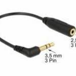 DeLock Audio Cable Stereo jack 3, 5 mm 3 pin male angled > Stereo jack 2, 5 mm 3 pin female fotó