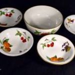 ROYAL WORCESTER GYÜMÖLCS MINTÁS PORCELÁN KOMPÓTOS KÉSZLET X fotó