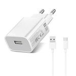 Hálózati töltő adapter, 10W, USB aljzat, USB Type-C kábellel, Xiaomi, fehér, gyári fotó