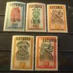 Katanga postatiszta** ritka sor 1960 MI 18-22 kat.ár 110 euro fotó