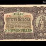 5000 korona 1923 - 40 fillér felülbélyegzéssel - VF, eredeti állapot fotó