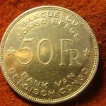 Belga-Kongó nagyméretű ezüst 50 franc 1944 17, 5 gramm 0.600 35 mm RR ! fotó