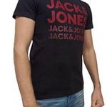 JACK&JONES fekete bordü feliratos mintás rövid ujjú S/M férfi PÓLÓ m76 fotó