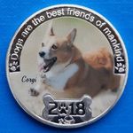 CORGI KUTYA 2018 UNC EZÜSTÖZÖTT SZÍNEZETT EMLÉKÉRME 40MM fotó