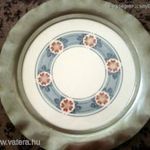 Porcelán betétes jelzett ALPAKKA szélű TÁLCA KÍNÁLÓ 29 cm fotó