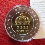 AZ ÁLLAMALAPÍTÁS 1000. ÉVFORDULÓJA 3000 FORINT 1999 EZÜST: 31, 46g BU fotó