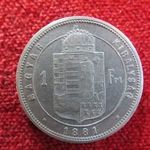 FERENC JÓZSEF 1 FORINT 1881 KB EZÜST: 12, 2g nsz fotó