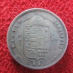 SZÉLES CÍMERES !!! FERENC JÓZSEF 1 FORINT 1881 KB EZÜST: 12, 3g nsz+ fotó