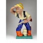 1B415 Antik stüszi vadász fiú art deco Komlós kerámia figura 37.5 cm fotó