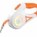 Rojeco Dog Automatic Leash LED 5 m (white and orange) fotó