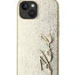 Karl Lagerfeld Wrinkled PU Signature Logo Apple iPhone 14 hátlap tok, arany fotó