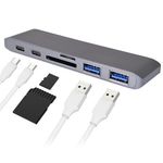 USB elosztó HUB MacBook-hoz szürke színben, Type-C, USB 3.0, SD, Micro SD, TF fotó