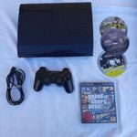 Playstation 3 PS3 slim Konzol+1db kontroller+4db játék GTA V+Gran Turismo 5+Fifa 17- Működik fotó