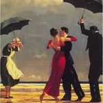 1P201 Keretezett színes nyomat - Jack Vettriano : Az éneklő komornyik 32.5 x 32.5 cm fotó