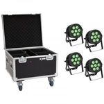 EUROLITE Set 4x LED IP PAR 7x9W SCL Spot + Case with wheels fotó