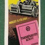 Kártyanaptár, OTP takarékpénztár, grafikai rajzos, betétkönyv, traktor, vetőgép, 1961, , X, fotó