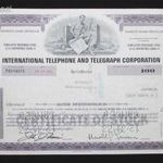 USA részvény - International Telephone and Telegraph Corporation (ITT) 100 elsőbbségi részvény 1973 fotó