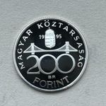 Deák Ferenc ezüst 200 Forint 1995 BP. PP Proof tükörveret - RITKA! fotó