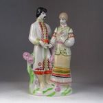 0M864 Népviseletes orosz kétalakos porcelán figura fotó