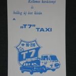 Kártyanaptár, T7 TAXI, grafikai, Lada, Zsiguli autó, Barkas platós teherautó, 1986 (1) fotó