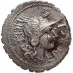 Római Köztársaság - L. Licinius Crassus denarius L PORCI LICI/L LIC CN DOM (Ag) 3, 30 g Ritka! VF fotó