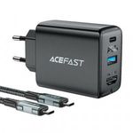 Acefast A17 Fali töltő, 65W GaN + kabel USB-C (fekete) fotó