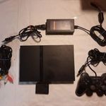 Playstation 2 Ps2 Slim konzol +kontroller+TV KÁBEL+adapter+8mb memória (Free Mcboot) fotó