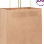 vidaXL 250 db barna kraft papírzacskók fogantyúkkal 26x17x25 cm fotó