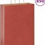 vidaXL 50 db piros kraft papírzacskók fogantyúkkal 32x12x42 cm fotó